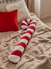 Red/Cream Candy Cane Long Hot Water Bottle - Image 1 of 4