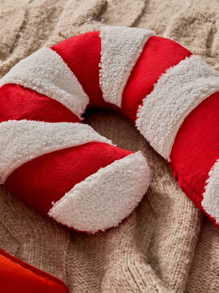 Red/Cream Candy Cane Long Hot Water Bottle - Image 2 of 4