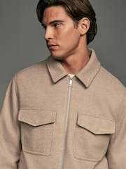 Neutral Brown Trucker Shacket - Image 4 of 11