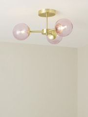MADE.COM Pink Globe 3 Light Flush Ceiling Light - Image 1 of 3