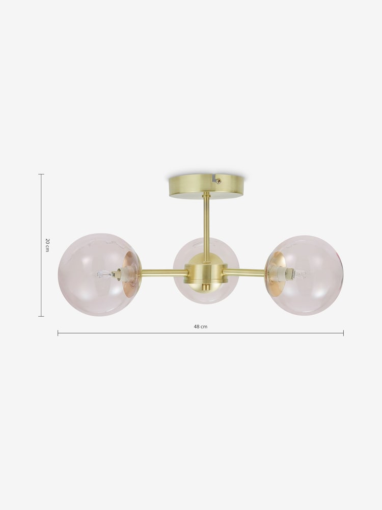 MADE.COM Pink Globe 3 Light Flush Ceiling Light - Image 3 of 3