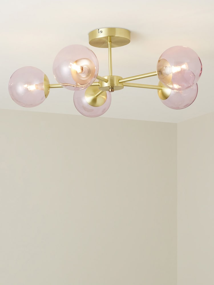 MADE.COM Pink Globe 5 Light Flush Ceiling Light - Image 1 of 3