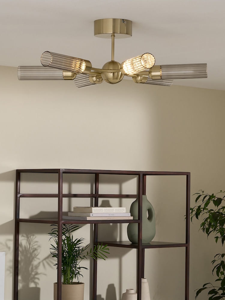 MADE.COM Champagne Gold Verona Flush Ceiling Light Fitting - Image 1 of 3