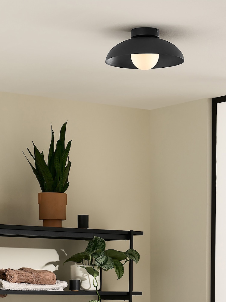 MADE.COM Black Malta Bathroom Flush Ceiling Light - Image 1 of 3