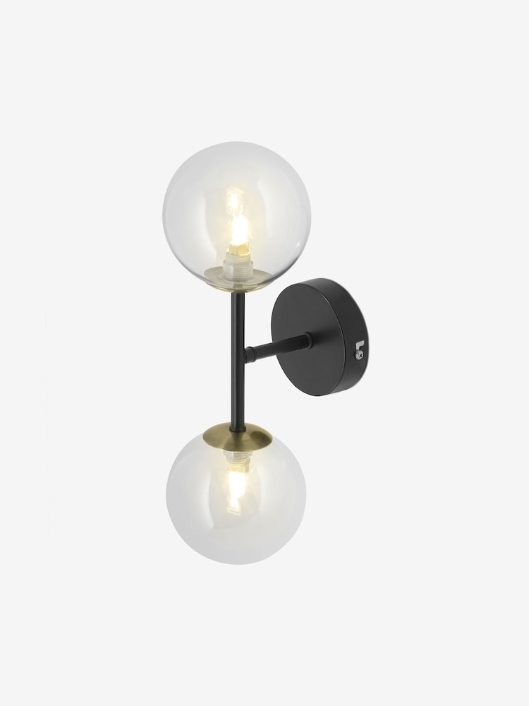 MADE.COM Black Antique Brass Globe Bathroom Wall Light - Image 1 of 2