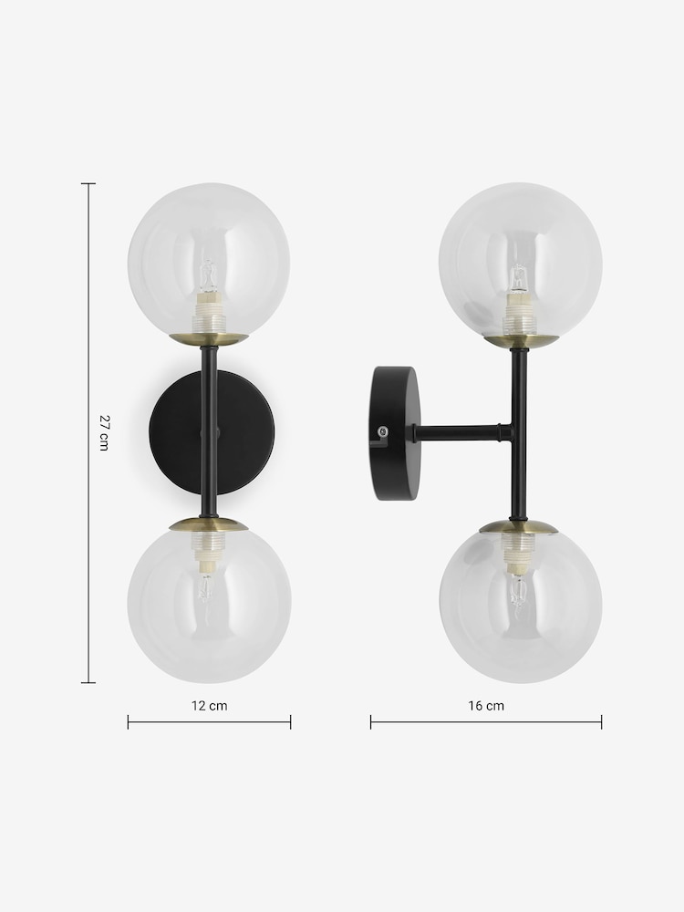 MADE.COM Black Antique Brass Globe Bathroom Wall Light - Image 2 of 2