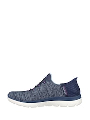 Skechers Navy Pink Womens Slip In Summits Dazzling Haze Trainers - Image 2 of 5
