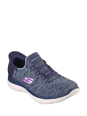Skechers Navy Pink Womens Slip In Summits Dazzling Haze Trainers - Image 3 of 5