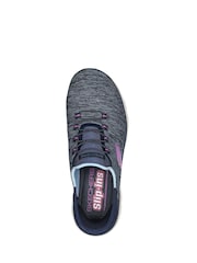 Skechers Navy Pink Womens Slip In Summits Dazzling Haze Trainers - Image 4 of 5