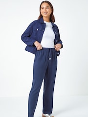 Roman Blue Petite Linen Mix Trousers - Image 2 of 5
