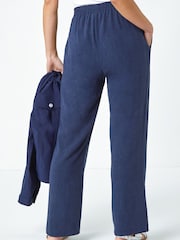 Roman Blue Petite Linen Mix Trousers - Image 3 of 5