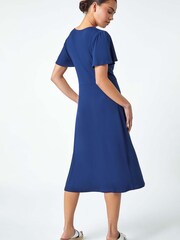 Roman Blue Pleated Midi Stretch Dress - Image 2 of 5