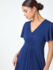 Roman Blue Pleated Midi Stretch Dress - Image 4 of 5