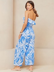 Lipsy Blue Jersey Bandeau Holiday Shop Jumpsuit - Image 2 of 4