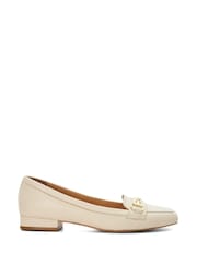 Dune London Cream Graice Low Block Square Toe Loafers - Image 2 of 6