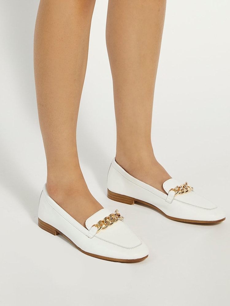 Dune London White Chain Trim Smith Loafers - Image 1 of 6