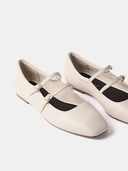 Mint Velvet Cream Leather Ballet Pumps - Image 2 of 3