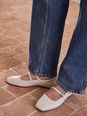 Mint Velvet Cream Leather Ballet Pumps - Image 3 of 3