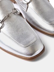 Mint Velvet Silver Leather Loafers Shoes - Image 2 of 3