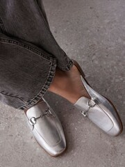 Mint Velvet Silver Leather Loafers Shoes - Image 3 of 3