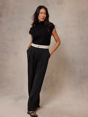 Mint Velvet Black Wide Leg Trousers - Image 3 of 8