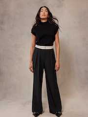 Mint Velvet Black Wide Leg Trousers - Image 6 of 8