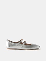 Mint Velvet Silver Ballet Pumps - Image 1 of 3