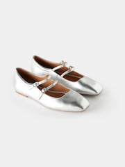 Mint Velvet Silver Ballet Pumps - Image 2 of 3