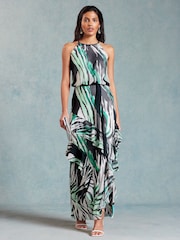 Love & Roses White Halterneck Ruffle Detail Maxi Dress - Image 1 of 4