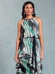 Love & Roses White Halterneck Ruffle Detail Maxi Dress - Image 2 of 4