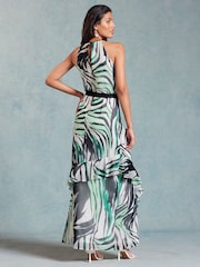 Love & Roses White Halterneck Ruffle Detail Maxi Dress - Image 3 of 4