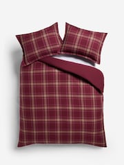 Red Burgundy Check Collection Luxe Brushed 100% Cotton Duvet Cover and Pillowcase Set - Image 4 of 4