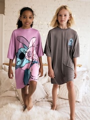 Grey/Purple Lilo & Stitch License Nighties 2 Pack (3-14yrs) - Image 2 of 8