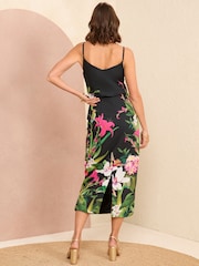 V&A | Love & Roses Black Petite Printed Cami Midi Dress - Image 3 of 4