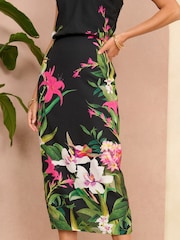 V&A | Love & Roses Black Petite Printed Cami Midi Dress - Image 4 of 4