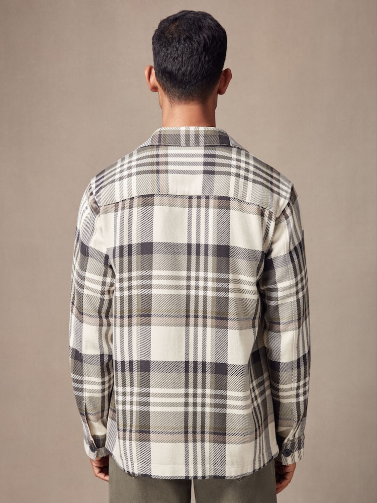 Zelena/bež - 100% bombaž Check Twill Shacket Zgornja majica - Slika 2 iz 9 Zelena/bež - 100% bombaž Check Twill Shacket Zgornja majica - Slika 2 iz 9