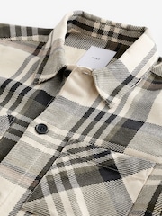 Green/Ecru 100% Cotton Check Twill Shacket Overshirt - Image 7 of 9
