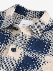 Blue/Ecru 100% Cotton Check Twill Shacket Overshirt - Image 8 of 9