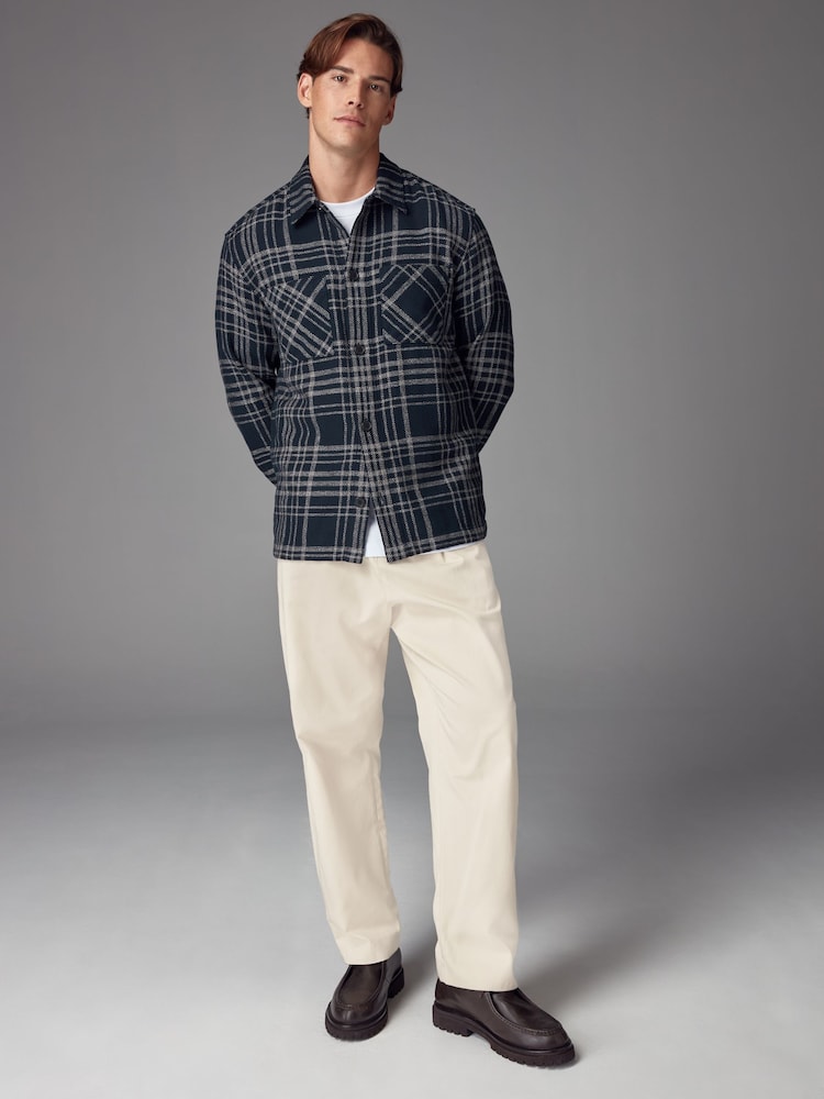 Mornarsko modra/siva - 100% bombaž Check Twill Shacket Zgornja majica - Slika 2 iz 8 Mornarsko modra/siva - 100% bombaž Check Twill Shacket Zgornja majica - Slika 2 iz 8