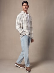Neutral Wool Blend Check Shacket Overshirt - Image 2 of 9