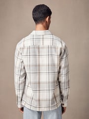 Neutral Wool Blend Check Shacket Overshirt - Image 3 of 9