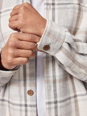 Neutral Wool Blend Check Shacket Overshirt - Image 6 of 9