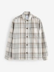 Neutral Wool Blend Check Shacket Overshirt - Image 7 of 9