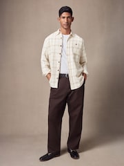 Neutral Textured Check Long Sleeve 100% Cotton Shirt - Image 2 of 9