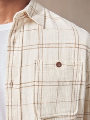 Neutral Textured Check Long Sleeve 100% Cotton Shirt - Image 5 of 9