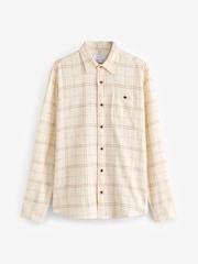 Neutral Textured Check Long Sleeve 100% Cotton Shirt - Image 7 of 9
