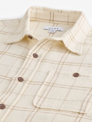 Neutral Textured Check Long Sleeve 100% Cotton Shirt - Image 8 of 9