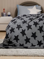 Grey / Black Star Super Soft Fleece Blanket - Image 1 of 3