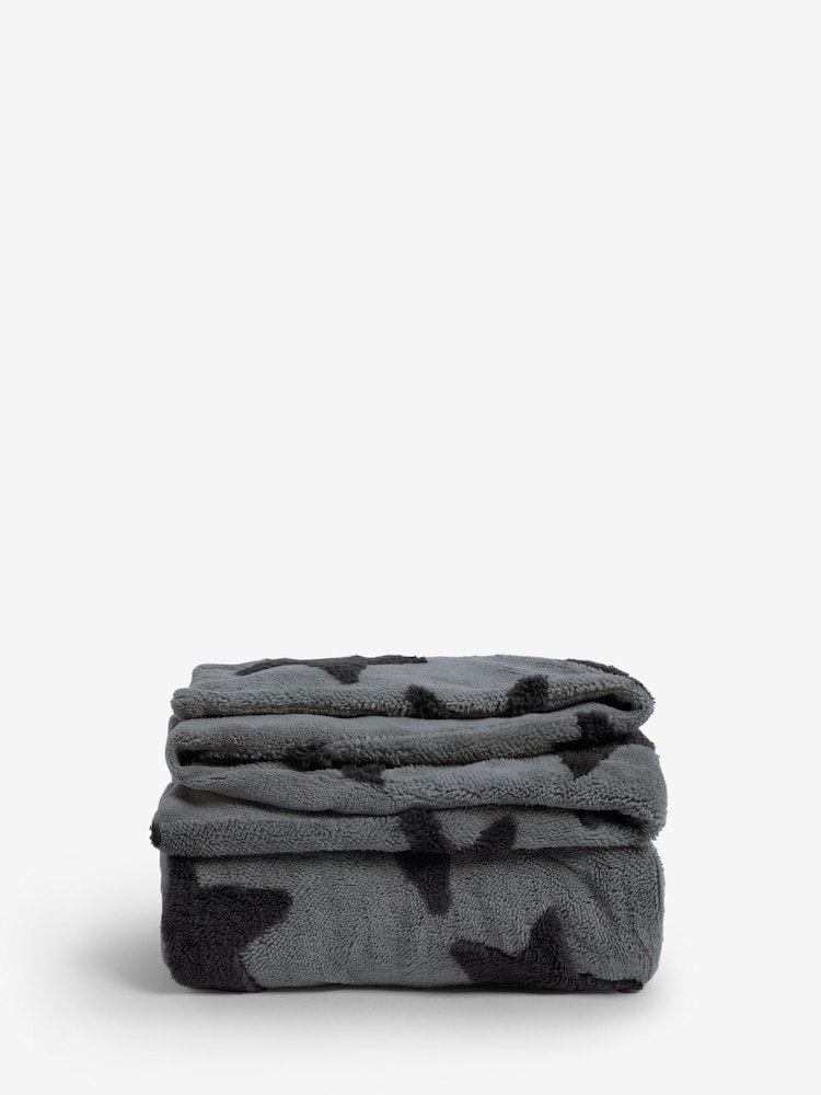 Grey / Black Star Super Soft Fleece Blanket - Image 2 of 3