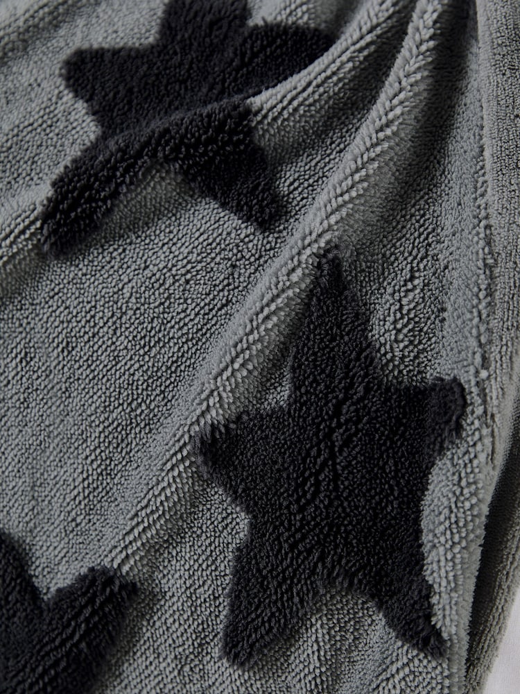 Grey / Black Star Super Soft Fleece Blanket - Image 3 of 3